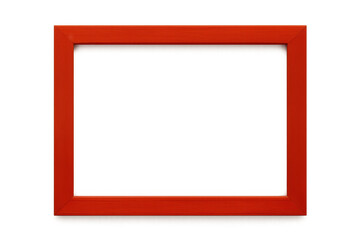 Red frame creating empty space for content, a modern rectangular border on transparent background