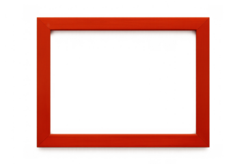 Red frame creating empty space for content, a modern rectangular border on transparent background