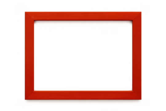 Red frame creating empty space for content, a modern rectangular border on transparent background - Powered by Adobe
