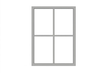 Window frame with transparent glass featuring a four pane design, creating an empty space for content overlay