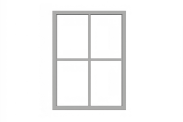 Window frame with transparent glass featuring a four pane design, creating an empty space for content overlay