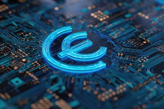 Euro symbol on circuit board (1) - Powered by Adobe