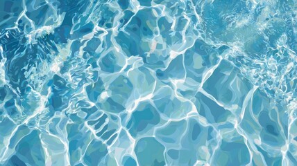 Fototapeta premium Sunlight dances on crystalline pool water, creating mesmerizing ripple patterns. Light blue hues dominate, evoking calm and serenity. Top-down view highlights texture. Neural network AI generated