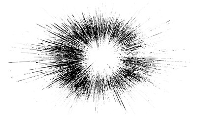 Distressed black and white texture with sun rays pattern, Abstract grunge explosion with ink style lines background