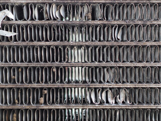Old car radiator is deteriorated