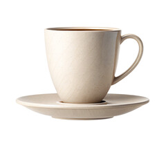 Elegant beige coffee cup and saucer for morning ritual