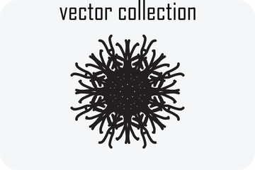 Fototapeta premium Abstract black snowflake vector art collection featuring intricate radial symmetry and geometric starburst patterns