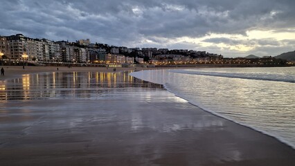 La Concha beach sunrise walk through San Sebastian