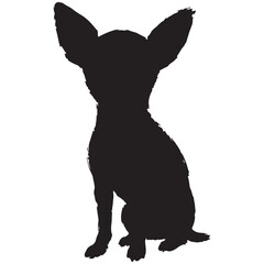 Sitting Chihuahua dog breed silhouette pet animal vector