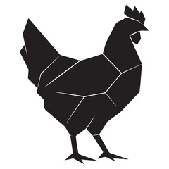 Faceted silhouette chicken low poly design farm animal bird