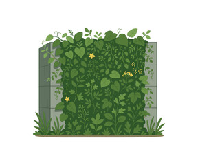 urban green with native vines biodiversity support and climate resilience flat vector illustration style isolated on white background