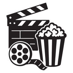 Filmmaking production equipment popcorn icon silhouette
