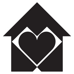 House and heart icon housing care symbol real estate logo