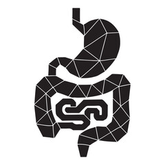 Human digestive system low poly geometric silhouette icon