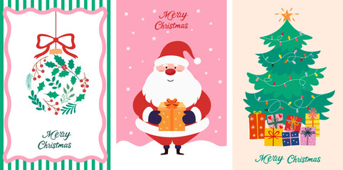 Fototapeta premium Beautiful vintage Christmas cards, suitable for social media posts, poster templates