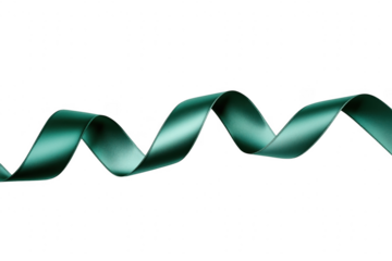 Teal satin ribbon flowing isolated on a transparent background
