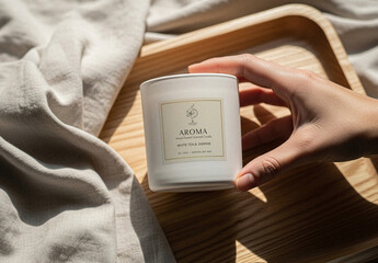 White Scented Candle Jar Mockup