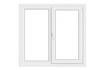 White pvc plastic window frame, double glazed, isolated on a transparent background, providing clear view
