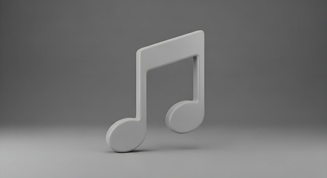 A Simple, Clean 3D Render of a White Musical Note on a Soft Gray Background