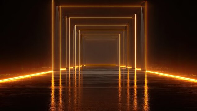 Abstract neon tunnel - Powered by Adobe
