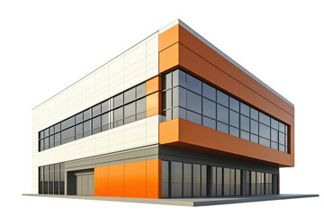 Modern building exterior orange white isolated on a transparent background
