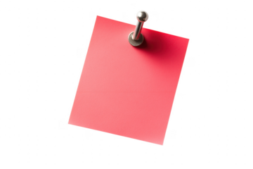 Red note pinned on black isolated on a transparent background