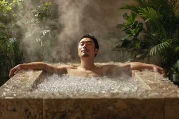 Ingelijste posters Ziekenhuis Relaxing in a steam-filled spa with soothing bubbles  © Ula