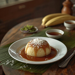 Delicious sweet dessert pastry and cake with cream  on a white plate for breakfast or snack