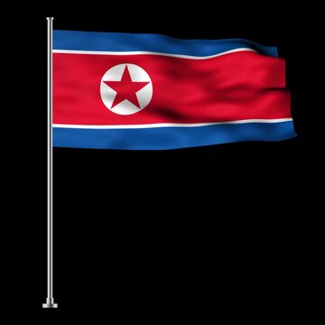 Korea, North (North Korea) Flag Waving Animation for News Intro, Political Presentation, or Patriotic Video Background