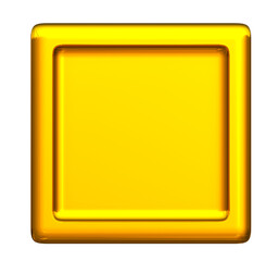 3d blank golden button on png transparent background.
