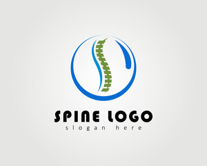 Spin vector logo with illustration of spine inside water bubble circle suitable for company logo