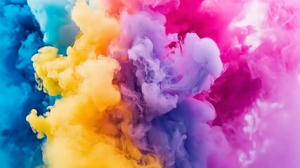 Vibrant cloud of multi-colored pigment dispersing in liquid - Powered by Adobe