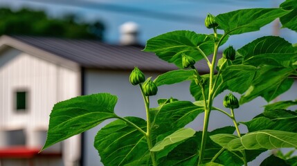 Blossoming green buds rural landscape nature photography daylight close-up growth and renewal