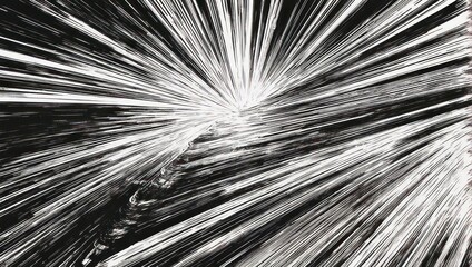 Fototapeta premium An abstract burst of bright white lines radiating outward against a dark textured background