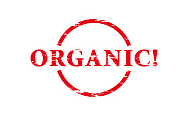 ORGANIC! - ORGANIC! text written on Red Rubber Stamp 

