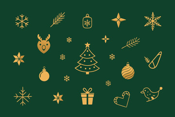 Seamless vector pattern design for Christmas holiday card featuring cartoon tree, snowflake, gift, and Santa ornaments