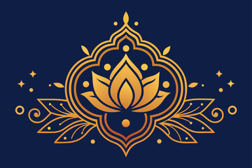 Vector illustration of a floral lotus flower pattern for elegant seamless design or tattoo silhouette art