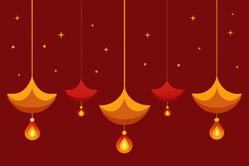 Red and gold Chinese New Year lantern decoration for a winter holiday celebration with a star design