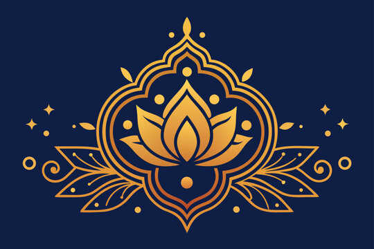 Vector illustration of a floral lotus flower pattern for elegant seamless design or tattoo silhouette art