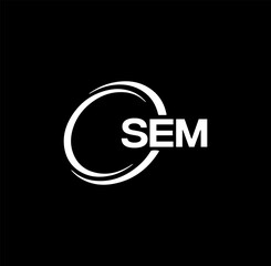SEM set ,SEM logo. S E M design. White SEM letter. SEM, S E M letter logo design. Initial letter SEM letter logo set, linked circle uppercase monogram logo. S E M letter logo vector design.	