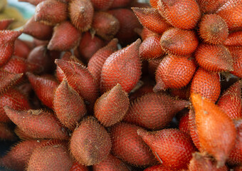 Salacca or zalacca tropical fruit sold in the market