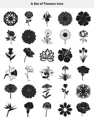 Diverse Floral Silhouette Vector Icons for Botanical Design Elements