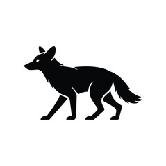 Fox Silhouette Isolated on White Background