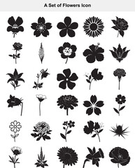 Diverse Botanical Blossom Silhouettes Collection for Graphic Design Projects