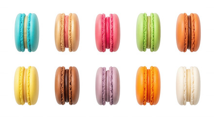 Colorful sweet pastries arranged on black isolated on a transparent background