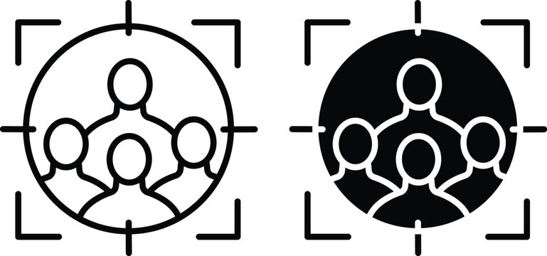 Target Audience Icon &ndash; Marketing, Customer Focus, and Team Strategy Symbol for Business Growth and Vector Silhouette..eps