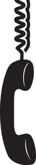phone handset hangs from a black cord against silhouette vector