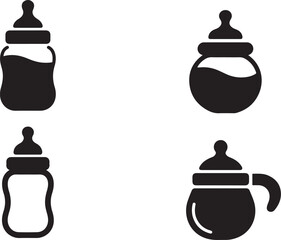 set of vector silhouettes of kitchen tools, milk pot, water pot icon set.