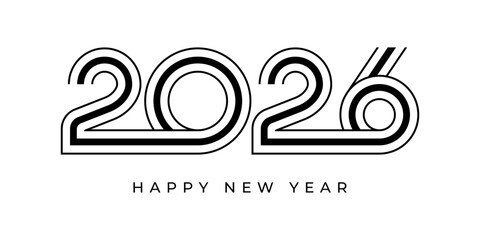 2026 Happy New Year design vector illustration. Unique 2026 logo design template	