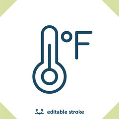 Thermometer Icon. Temperature, Weather, Fahrenheit, Degrees